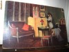 Carte postala- Interior de epoca cu indragostiti
