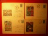 Set 4 Intreguri Postale -Desene Copii Vulturesti Arges  1977