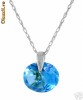 lantisor aur alb 14K cu pandant blue topaz 1CT foarte finut