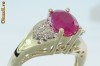 superb inel aur galben 14K cu rubin si diamante naturale cognac