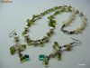 Set colier  si cercei argint 925  cu perle peridot si coral alb