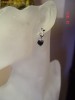 Cercei placati cu aur alb cu cristal jet heart cut si cristale swarovski - bijuterii handmade mireasa
