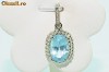 superb pandantiv aur alb14K aquamarin si diamante naturale 3gr