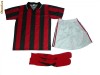 Echipamente / compleuri de fotbal rosu-negru (model AC Milan). Tricou+short+jambiere seniori si copii