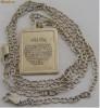Lant vechi din argint cu medalion cu text in limba araba  - de colectie