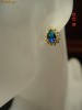 Cercei placati cu aur de 18k cu cristal safir pear cut si cristale swarovski - bijuterii handmade mireasa
