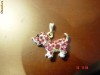 Pandantiv catel cu cristale swarovski rose