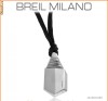 Colier Lant cu Pandantiv inox/piele BREIL MILANO 100% Original Italy-Sigilat Cadou Cutie Etichete-Pret magazin-119e