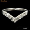 INEL deosebit FILAT IN AUR ALB de 18k (gold filled) cu pietre Swarovski  ! SUPERB, cu pietre foarte stralucitoare ! Cadoul perfect! Marimea 8 US!!!