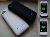 Carcasa cu BATERIE / ACUMULATOR iPhone 4 4S 1900 mAh alba / neagra CATIFELATA, LED MARTOR, cea mai subtire, superslim, OUTLET IASI !!!