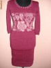 ROCHIE TRICOTATA GRENA CU MODEL JAKARD ROZ ANTIC