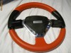 volan sport universal  de culoare rosie si schelet metalic cu dimatru de 32cm