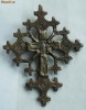 Crucifix din bronz confectionat si gravat manual , de secol 18