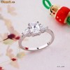 INEL deosebit FILAT IN AUR ALB de 14k (gold filled) cu o piatra ZIRCONIU cu taietura Emerald si 2 pietre Swarovski in forma de INIMA! Marimea 6 US !!!