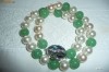 COLIER PERLE 50 CM  INTERCALAT CU JAD