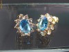 Cercei Princess Elegance, Blue Topaz  placati cu Aur G 18K, 13mm, 3.3gr, trei straturi!. Nu trebuie ratati! ! !