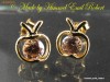 Cercei cu mar mic (merisor), Yellow Safir placati cu Aur G 18K, 10/7mm, 2gr,