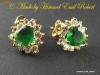Cercei cu Inimioara mica, Peridot olivina si topaze  placati cu Aur G 18K, 11mm, 2.5gr,