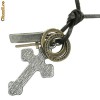 Pandantiv Barbatesc Model Cruce cu Lantisor Reglabil din Piele NFS-030