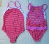 Costum de baie copii - fetite 4 ani (rosu/alb)