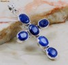_ 925 Argint  Marcat,   Natural  Indian Safir, Safire  _   PANDANTIV -  50 mm. Cruce  Sapphire