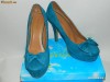 Pantofi cu toc si platforma din piele intoarsa, albastrii, la 95 lei