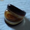 Inel din sticla de murano, marca Millefiori, cu plulbere de aur