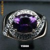 inel robust, masiv, tip GHIUL din argint 925 placata cu aur galben cu AMETIST violet intens, si 1 DIAMANT natural!!!
