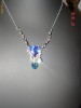 Set format din colier si cercei cu cristale swarovski inima Blue Zircon, bijuterii handmade, mireasa