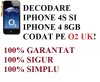 DECODEZ IPHONE 4S SI IPHONE 4 8GB CODAT O2 UK PE BAZA IMEI, ONLINE! DECODARE PERMANENTA, DEFINITIVA!! CEL MAI MIC PRET!!