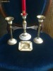 set din bronz cu madre perla 3 sfesnice si o scrumiera-f. frumos