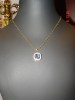 Pandantiv placat cu aur, cu cristal safir princess cut si cristale swarovski + lant - bijuterii mireasa
