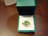 Inel placat cu aur de 18 k cu cristal smarald oval cut si cristale swarovski clear - bijuterii handmade mireasa