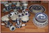 Ceramica albastra de Corund - Colectie de 51 obiecte vechi, pictate manual, arta traditionala, ceramics folk art