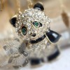 Lantisor auriu, fermecator, lung, cu un pandativ in forma unui urs panda, la moda, alte lantisoare + cadou o cutiuta