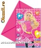 Set de 6 invitatii de petrecere copii BARBIE CUTE