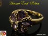 Inel foarte finut placat cu Aur G 18k,diametru 18.3mm,Ametist+CUTIE CADOU.no.9994