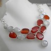 Colier argint 925 cu pietre naturale de carnelian si piatra lunii. UNICAT !
