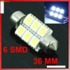 bec led leduri auto C5W festoon cu 6 SMD 5050 de 36 mm albe, pentru plafoniera, numar de inmatriculare becuri led, lumini masina