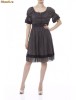 Rochie TinaR din matase gri cu maneci bufante
