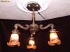 candelabru din bronz masiv cu sticla tip galle