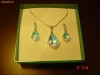 Set superb din argint format din colier si cercei cu cristale swarovski baroque Crystal AB (Aurora Borealis) - bijuterii mireasa