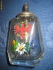 Sticluta Tirol veche de condiment in stil rustic cu frumos model floral si vulture bicefal cu capac metalic