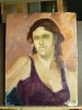 Pictura veritabila, tablou vechi in ulei pe panza - Portret de tanara - Baltatu