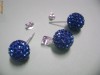 SET BIJUTERII ARGINT MODEL GLOB CRISTALE SWAROVSKI ALBASTRE