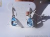 MAGNIFICI Cercei designer aur 18K, 6.8g, model HOOP-DROP ornati cu 12 CARATE TOPAZE si BRILIANTE !!