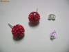 CERCEI ARGINT MODEL GLOB CRISTALE SWAROVSKI ROSII