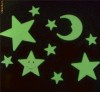 Set 10 piese, luna si stele, care lumineaza in intuneric, fluorescente, decoratiuni camera copil, copilului
