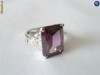 Inel din aliaj inoxidabil placat cu rhodium ,pietre cubic zirconia albe si piatra din sticla culoare amethyst