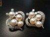 Cercei aur alb, perle si diamante naturale !!!! Pret cadou !!!